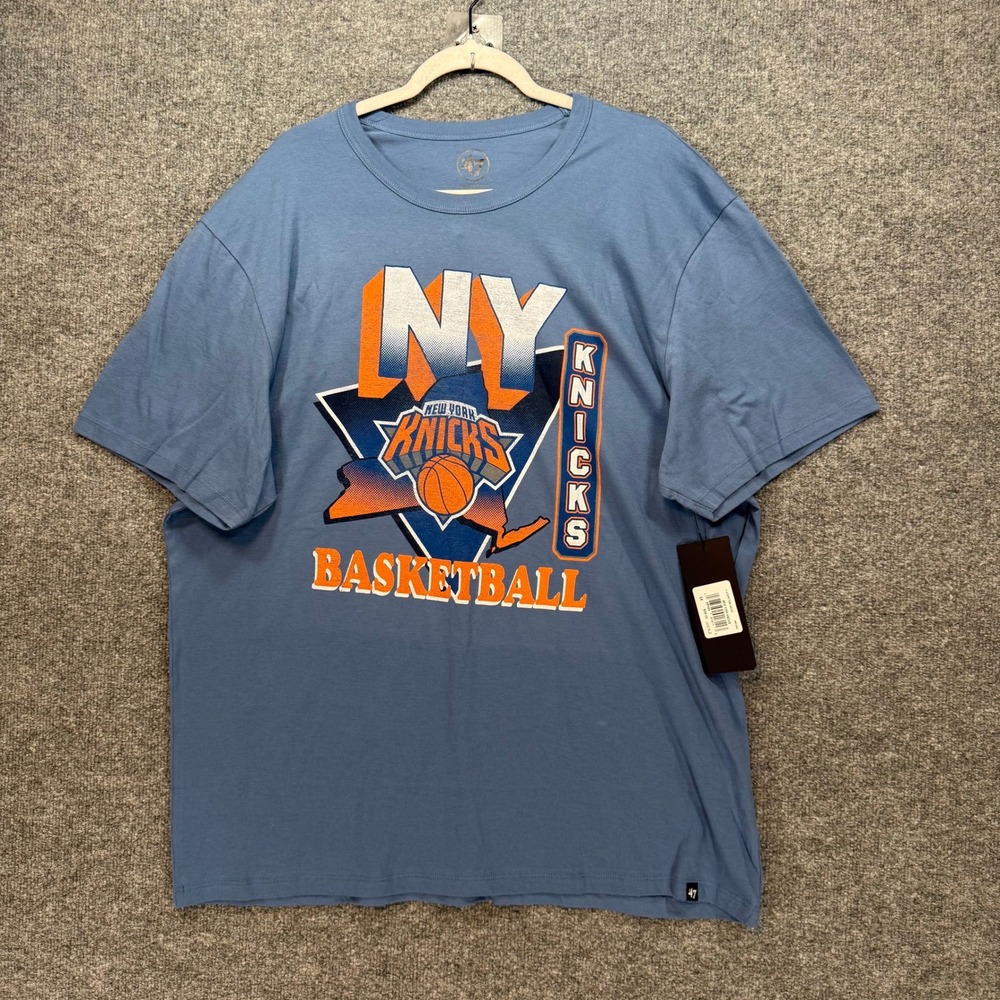 New York Knicks Tshirt Mens 2XL XXL Blue Graphic Basketball NBA Fan Gear 47' NEW